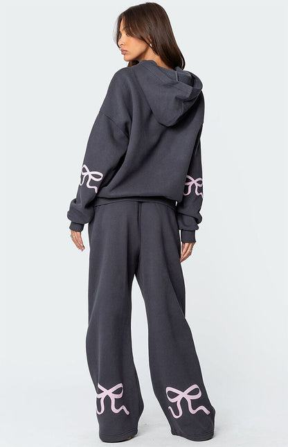 Amelia™ | Pink Bow Grey Tracksuit