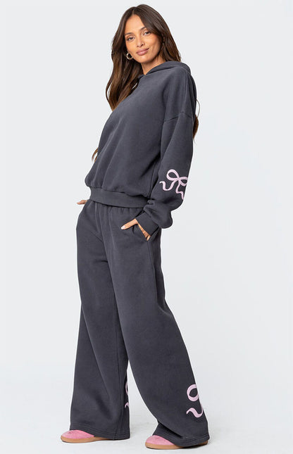 Amelia™ | Pink Bow Grey Tracksuit