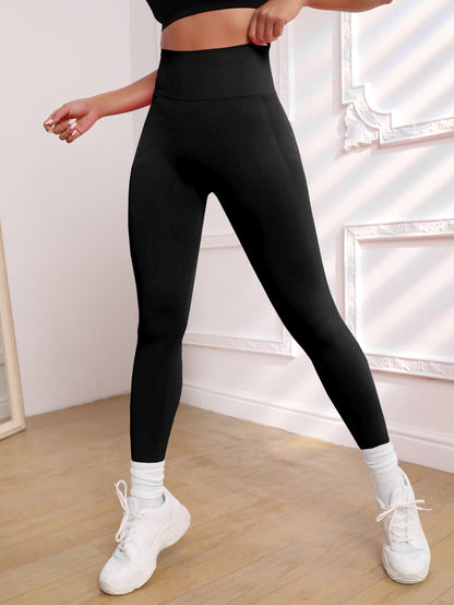 Sanslune™ | Seamless Sculpt Ribbed Contour Leggings Black