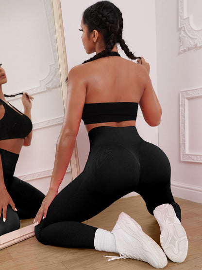 Sanslune™ | Seamless Sculpt Ribbed Contour Leggings Black