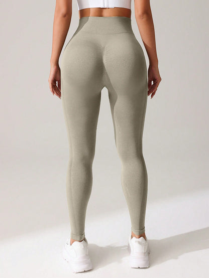 Sanslune™ | Seamless Sculpt Ribbed Contour Leggings Khaki