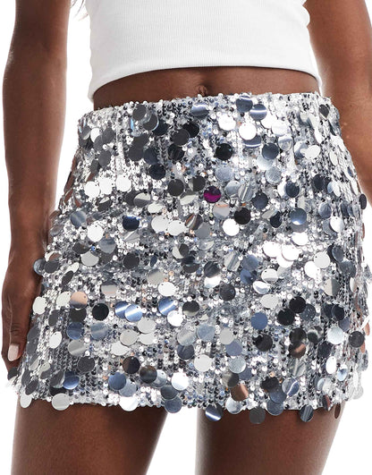 Aylin™ | Silver Sequin Party Skirt