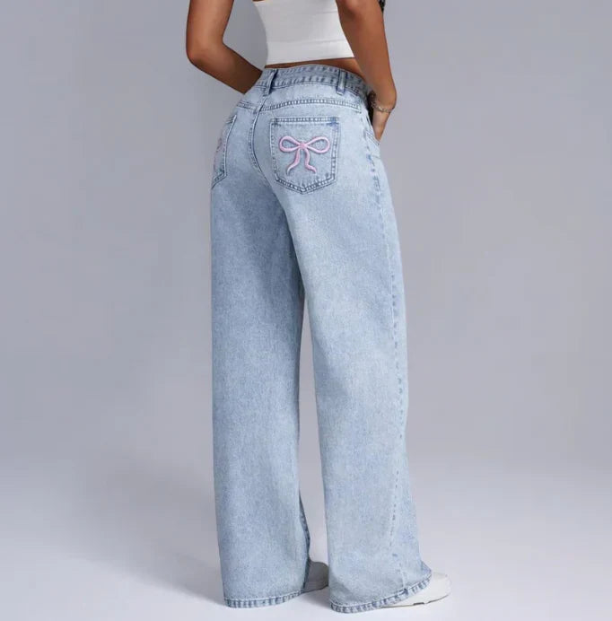 Sarina™ | Wide-Leg Denim Bow Jeans