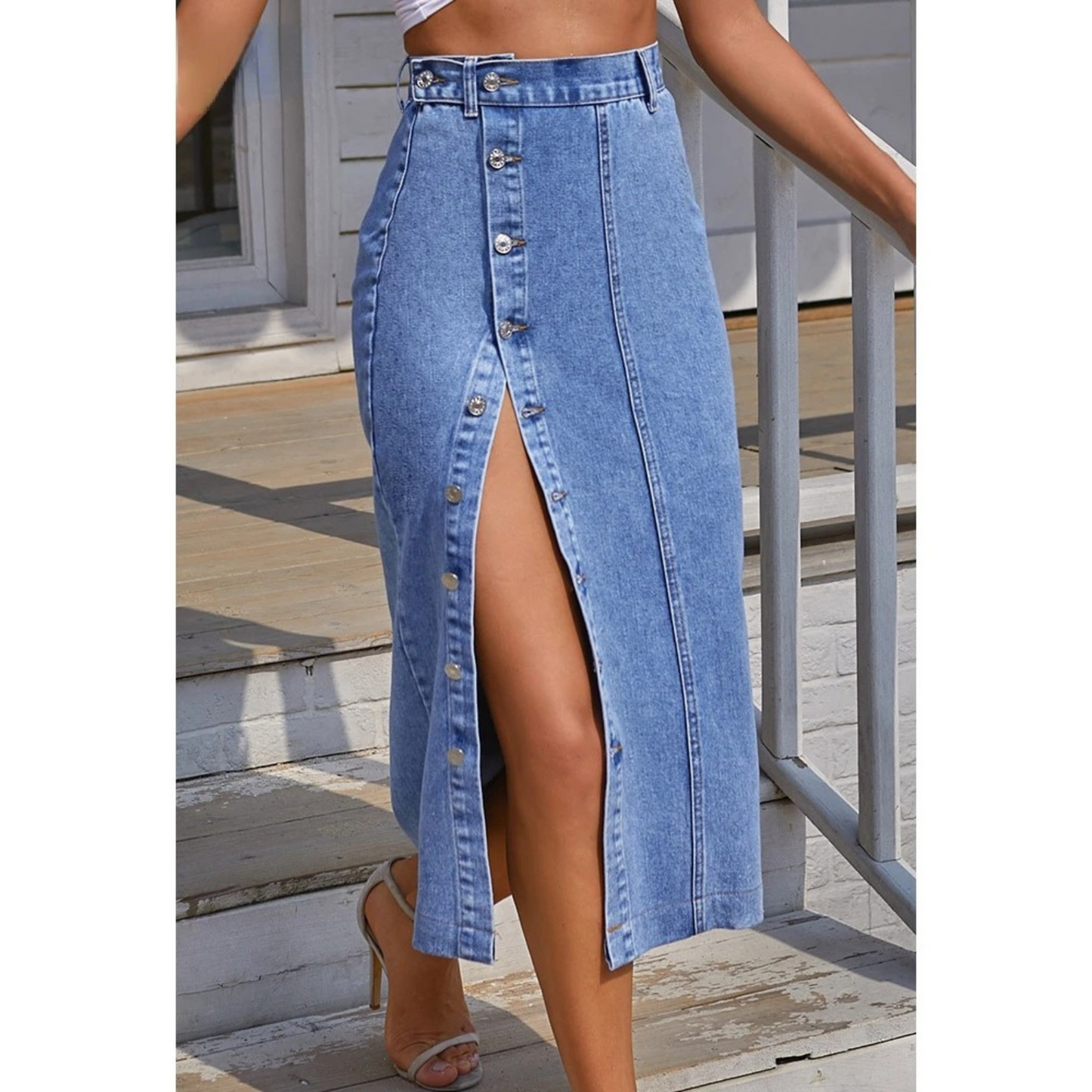 Queen™ | Denim Skirt with High Slit