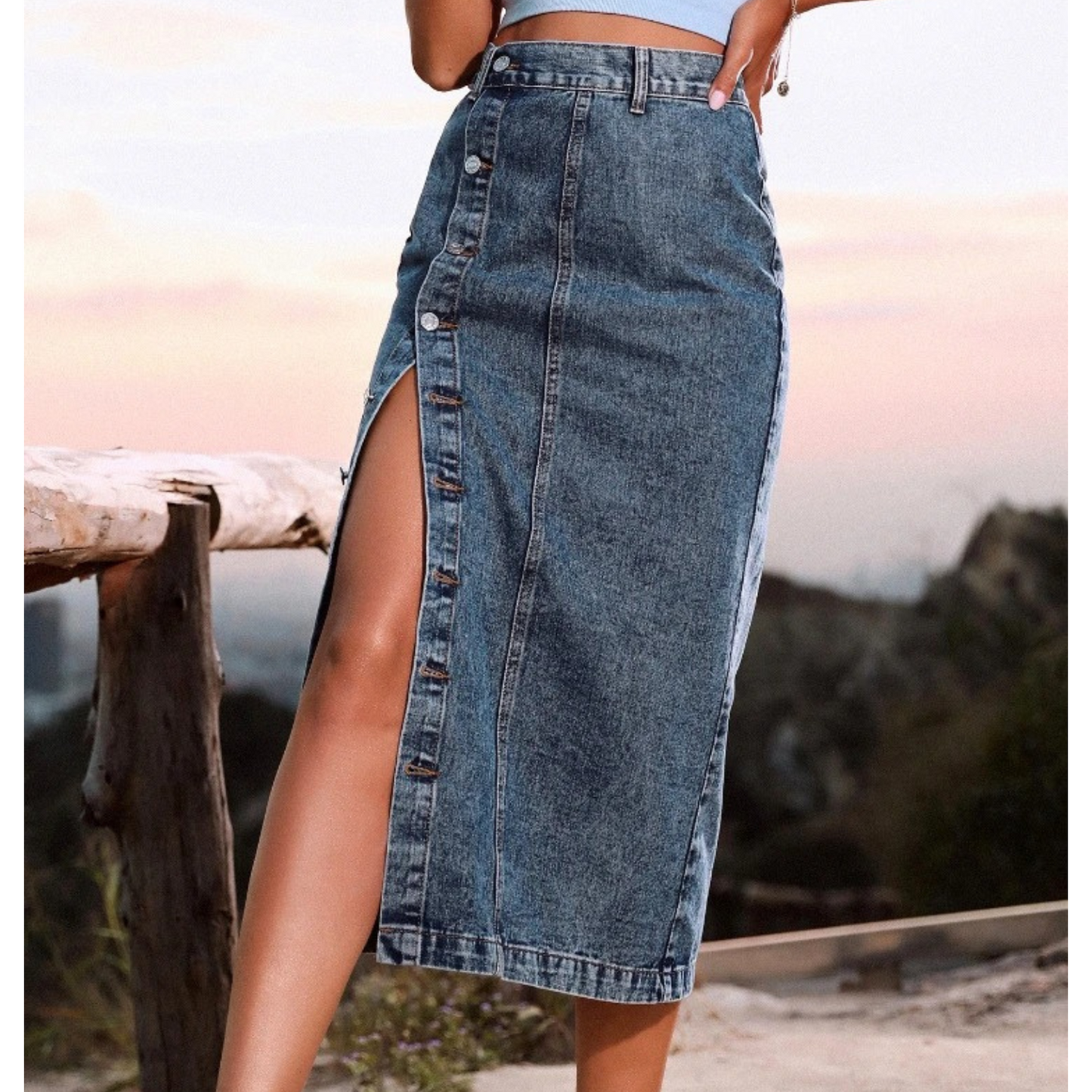 Queen™ | Denim Skirt with High Slit