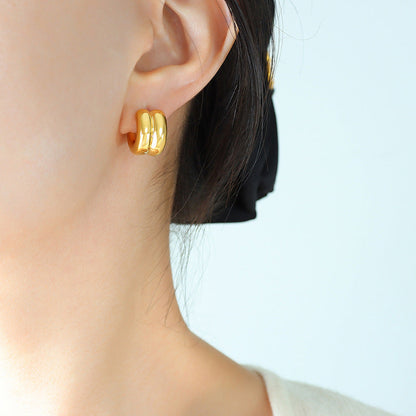 Sanslune™ | Amarite Double Loop Gold Earrings