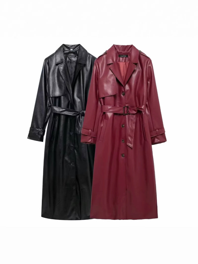 Precious™ | Long Leather Trench coat