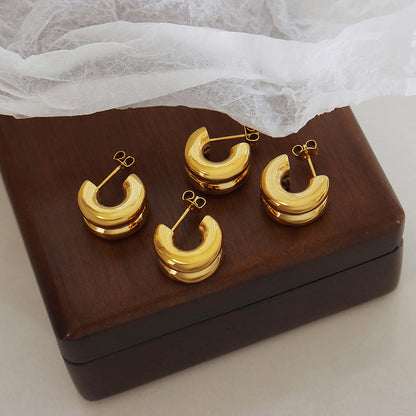 Sanslune™ | Amarite Double Loop Gold Earrings