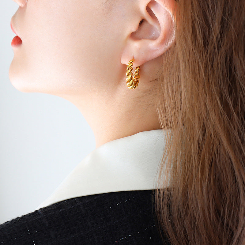 Sanslune™ | Aurum Golden Twist Earrings