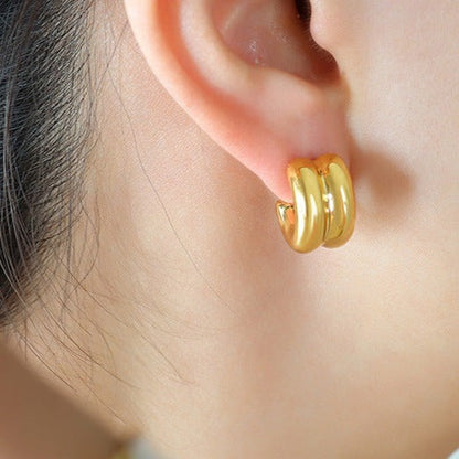 Sanslune™ | Amarite Double Loop Gold Earrings