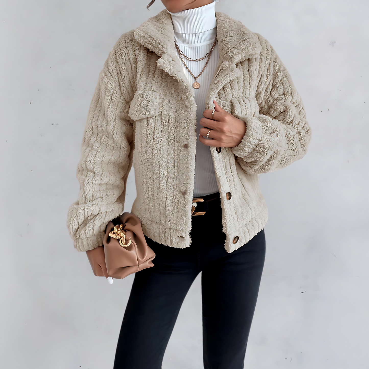 Anouk™ | Buttoned teddy jacket