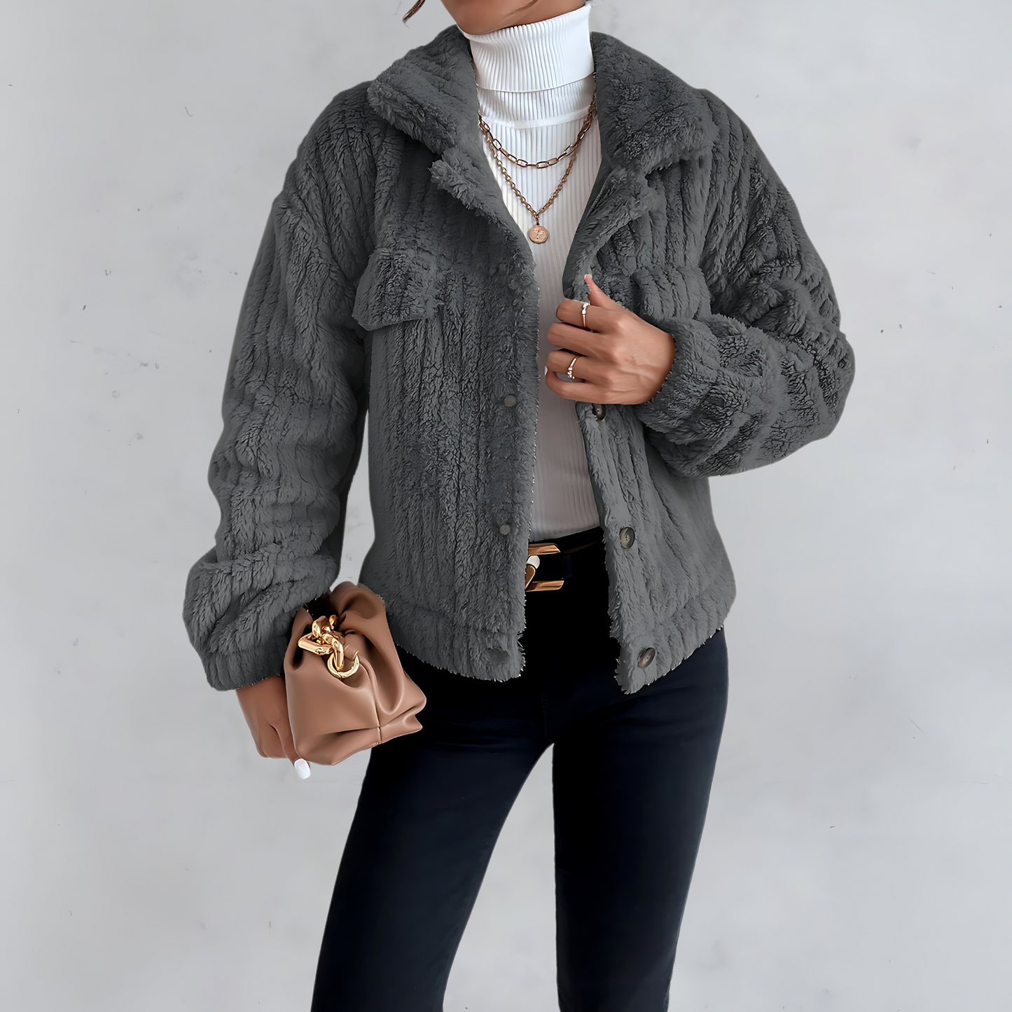 Anouk™ | Buttoned teddy jacket