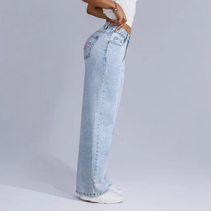 Sarina™ | Wide-Leg Denim Bow Jeans