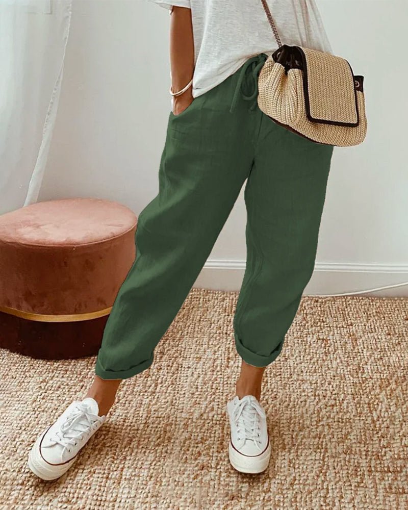 Paulina™ | Polly - Plain cotton linen trousers